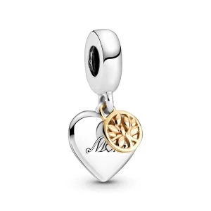 Charm Pendente Coracao Com Arvore Da Familia Em Dois Tons Pandora - 799366C00 (imagem para) Charm Pendente Coracao Com Arvore Da Familia Em Dois Tons Pandora - 799366C00