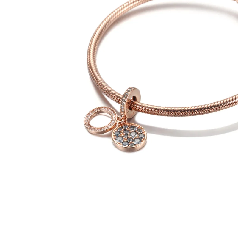 (imagem para) Charm Pendente Duplo Disco Brilhante Azul Claro Pandora Rose™ - 789186C03 - Visualizar 5