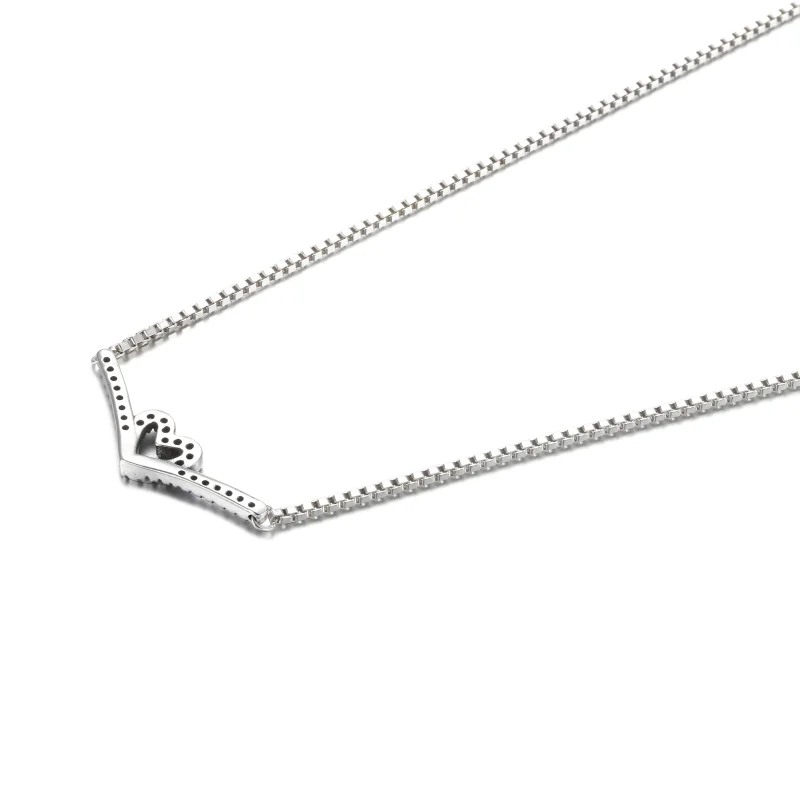 (imagem para) Colar Coração Brilhante Em V - 399273C01 - Visualizar 3