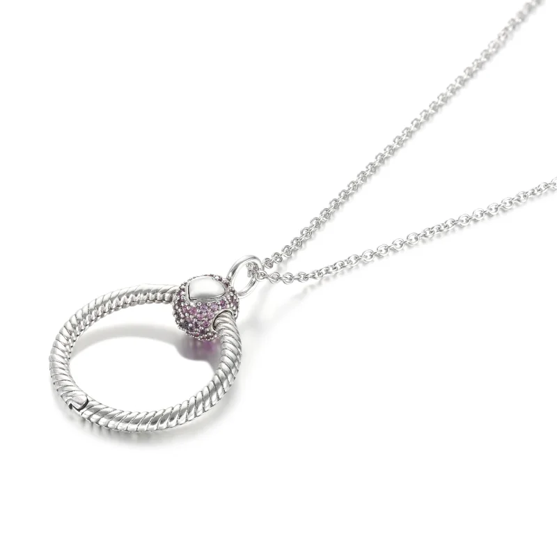 (imagem para) Pendente O Pandora Moments Pequeno Rosa Em Pavé - 399097C02 - Visualizar 5