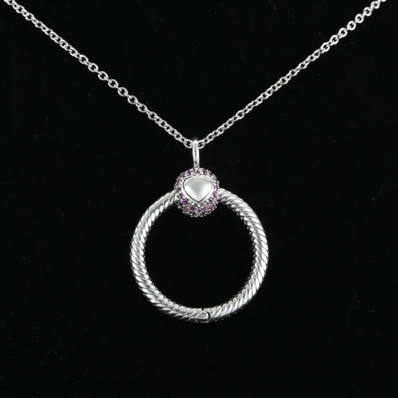 (imagem para) Pendente O Pandora Moments Pequeno Rosa Em Pavé - 399097C02 - Visualizar 6