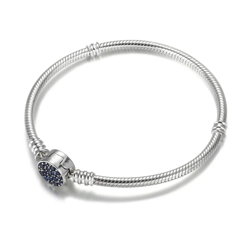 (imagem para) Pulseira snake com fecho em disco azul Pandora - 599288C01 - Visualizar 3