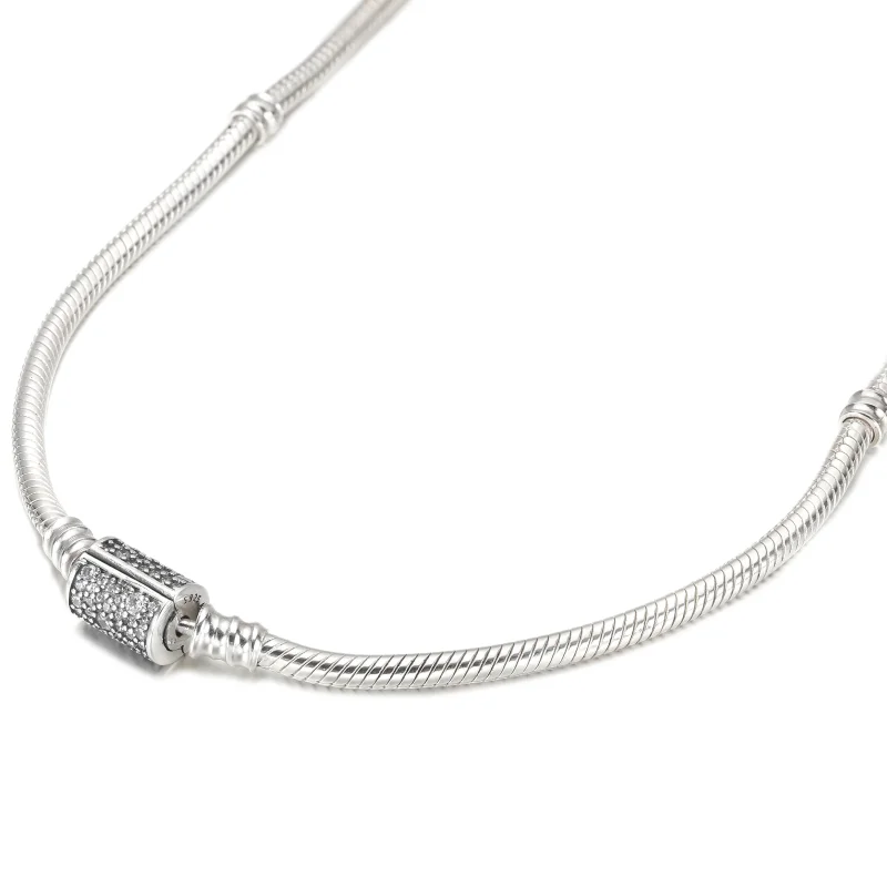 (imagem para) Bracelete/Colar de Corrente Cobra com Fecho Barril Duplo Envoltório Pandora Mome - Visualizar 4