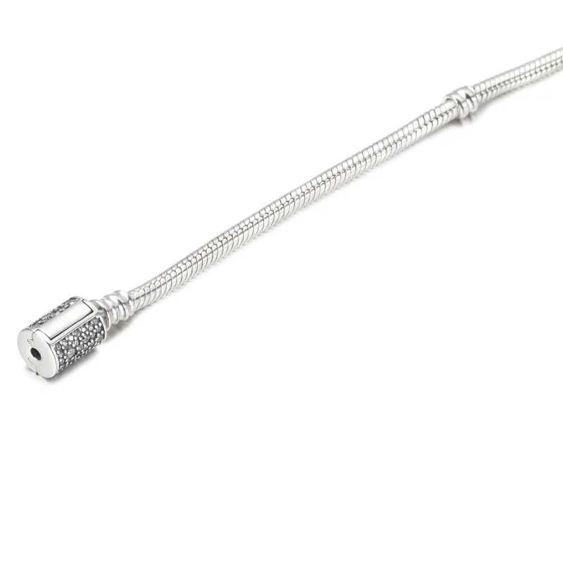 (imagem para) Bracelete/Colar de Corrente Cobra com Fecho Barril Duplo Envoltório Pandora Mome - Visualizar 5