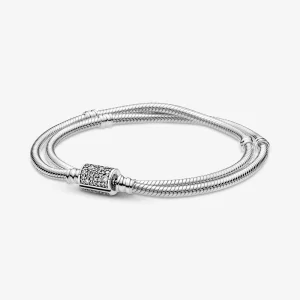 (imagem para) Bracelete/Colar de Corrente Cobra com Fecho Barril Duplo Envoltório Pandora Moments - 599544C01-D