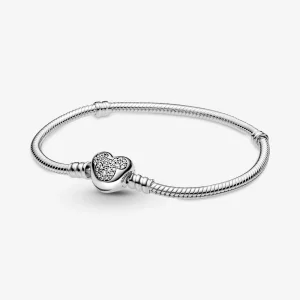 (imagem para) Bracelete Disney Pandora Moments com Fivela de Coração do Mickey Mouse e Corrente Snake - 599299C01