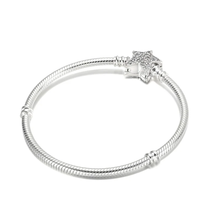 (imagem para) Bracelete Pandora Moments Corrente Cobra com Fivela Assimétrica de Estrela - 599 - Visualizar 2