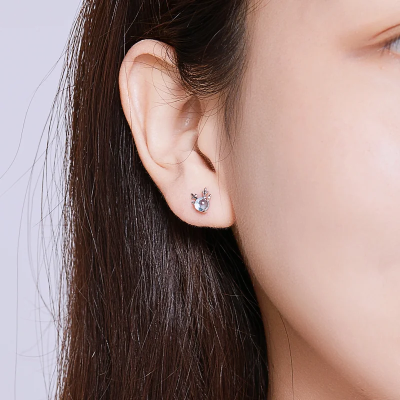 (imagem para) Brincos de Argola com Chifres de Prata Estilo Pandora - BSE210 - Visualizar 5