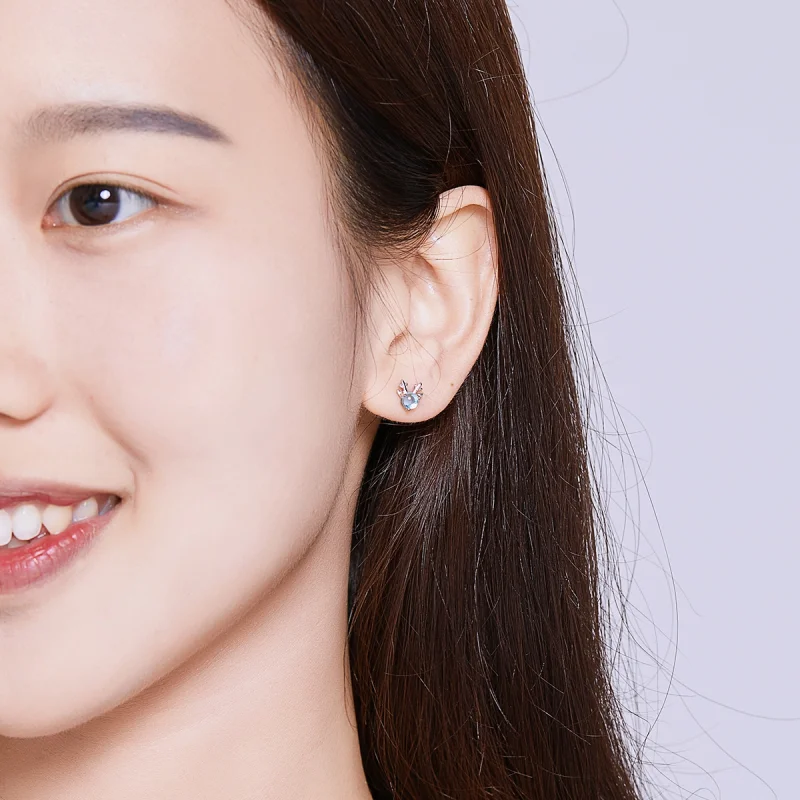 (imagem para) Brincos de Argola com Chifres de Prata Estilo Pandora - BSE210 - Visualizar 6