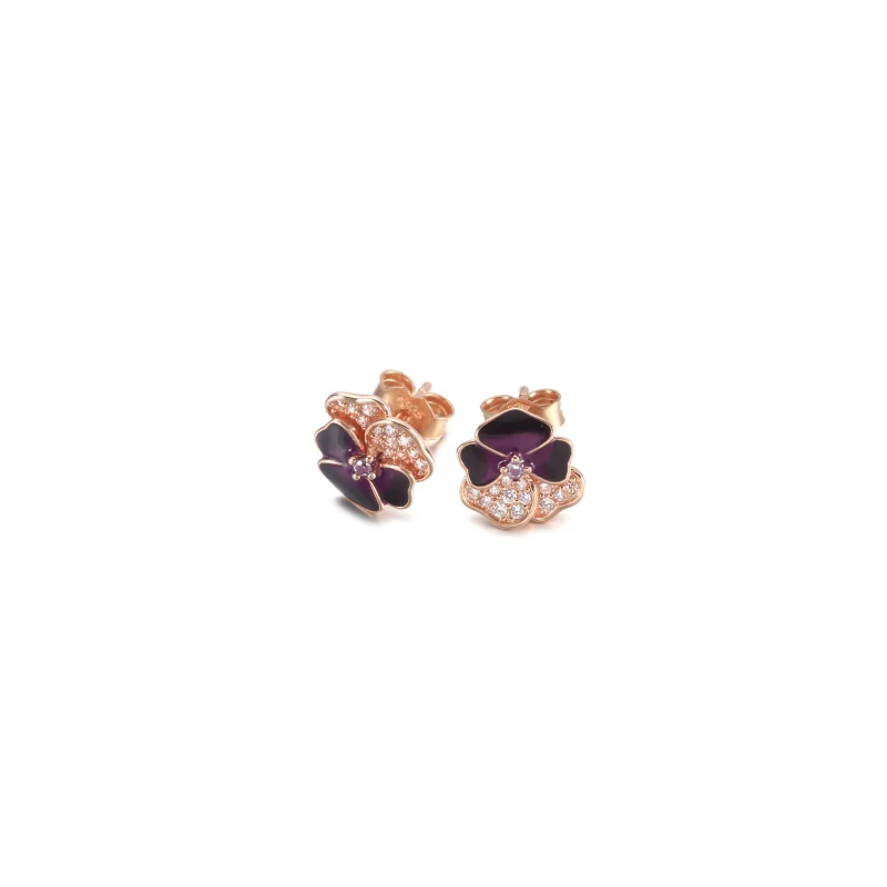 (imagem para) Brincos de Argola com Flor Amor-Perfeito Roxo Profundo PANDORA - 280781C01 - Visualizar 2