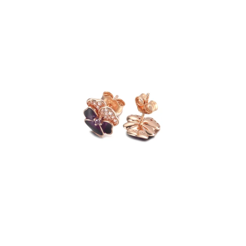 (imagem para) Brincos de Argola com Flor Amor-Perfeito Roxo Profundo PANDORA - 280781C01 - Visualizar 4