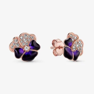 (imagem para) Brincos de Argola com Flor Amor-Perfeito Roxo Profundo PANDORA - 280781C01
