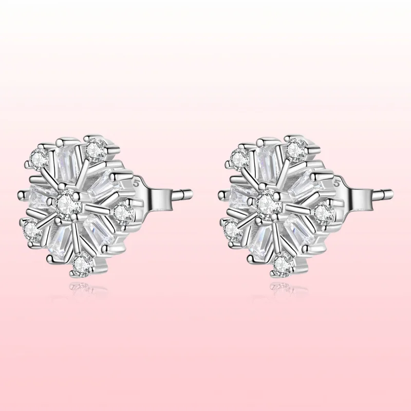 (imagem para) Brincos de Estilo Pandora com Flocos de Neve Prateados Brilhantes - SCE1289 - Visualizar 8