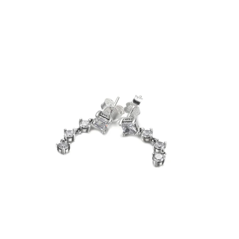 (imagem para) Brincos PANDORA Sparkling com Pingentes Redondos e Quadrados - 290045C01 - Visualizar 2