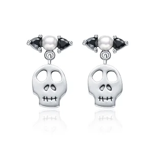 (imagem para) Brincos Pandora Style Silver Personalidade Caveira Pingente - VSE084