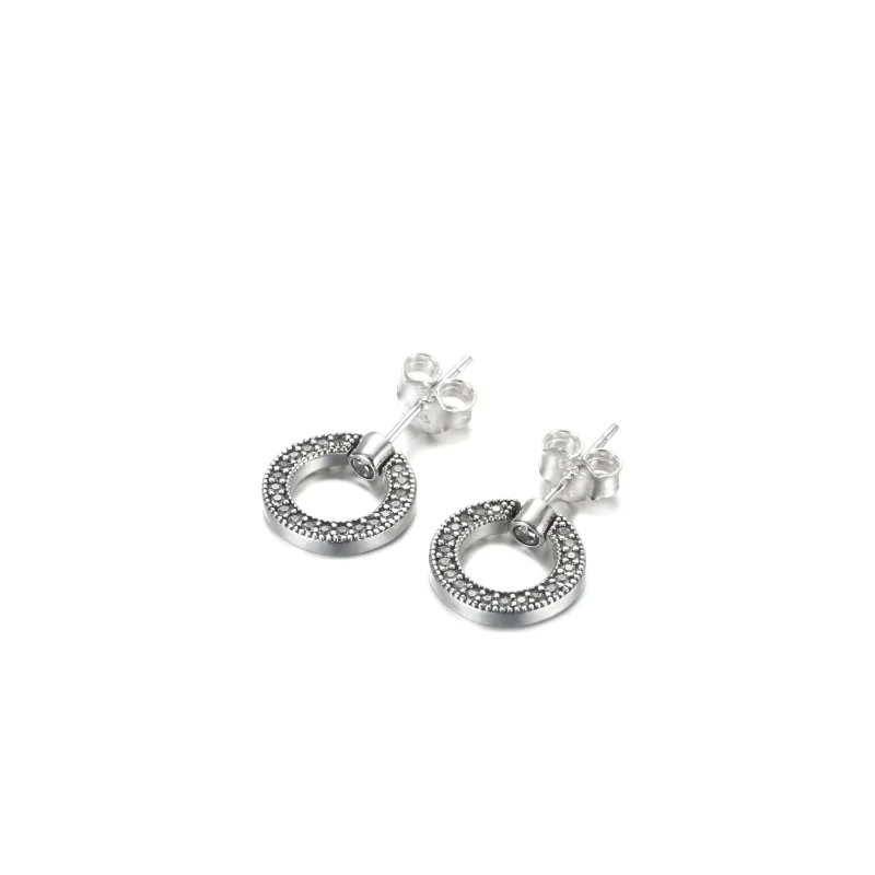 (imagem para) Brincos Reversíveis PANDORA Pavé & Círculo com Logo - 299486C01 - Visualizar 2