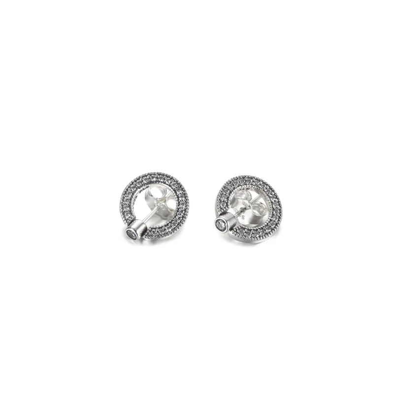 (imagem para) Brincos Reversíveis PANDORA Pavé & Círculo com Logo - 299486C01 - Visualizar 3