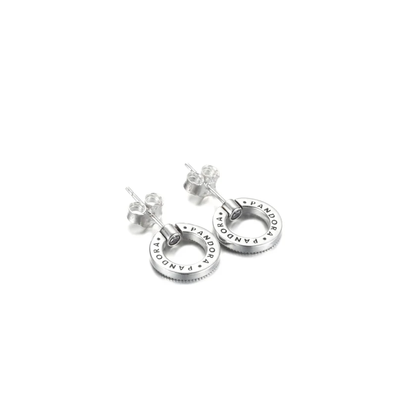 (imagem para) Brincos Reversíveis PANDORA Pavé & Círculo com Logo - 299486C01 - Visualizar 4