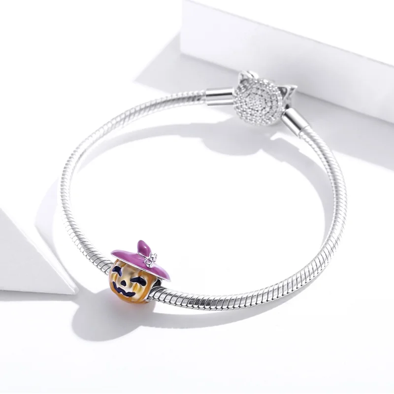 (imagem para) Charm de Abóboras de Halloween em Prata Estilo Pandora - BSC329 - Visualizar 3