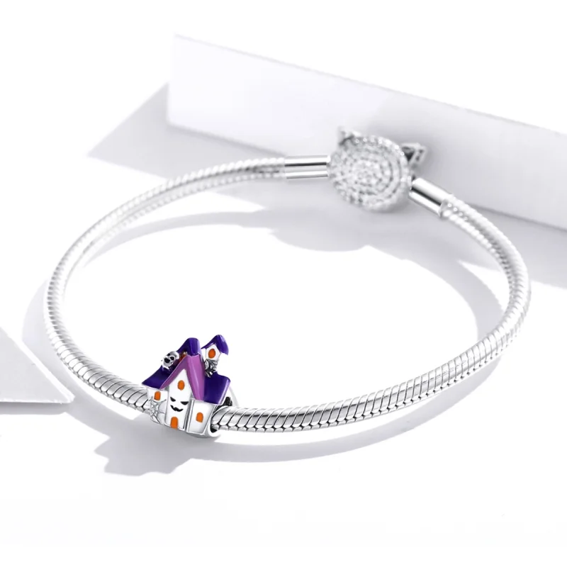 (imagem para) Charm de Casa Assombrada de Halloween em Prata Estilo Pandora - BSC324 - Visualizar 3