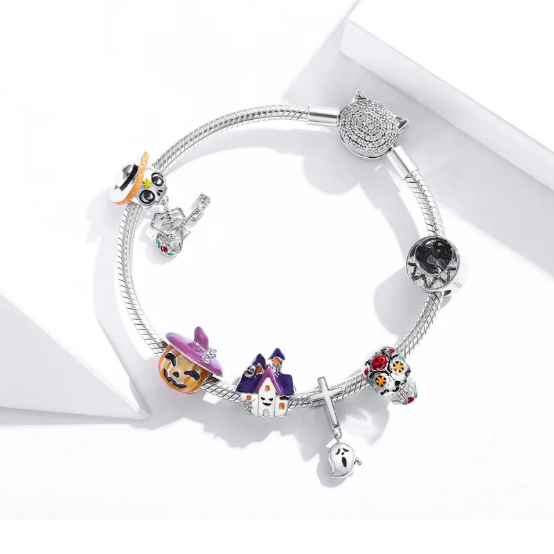 (imagem para) Charm de Casa Assombrada de Halloween em Prata Estilo Pandora - BSC324 - Visualizar 5