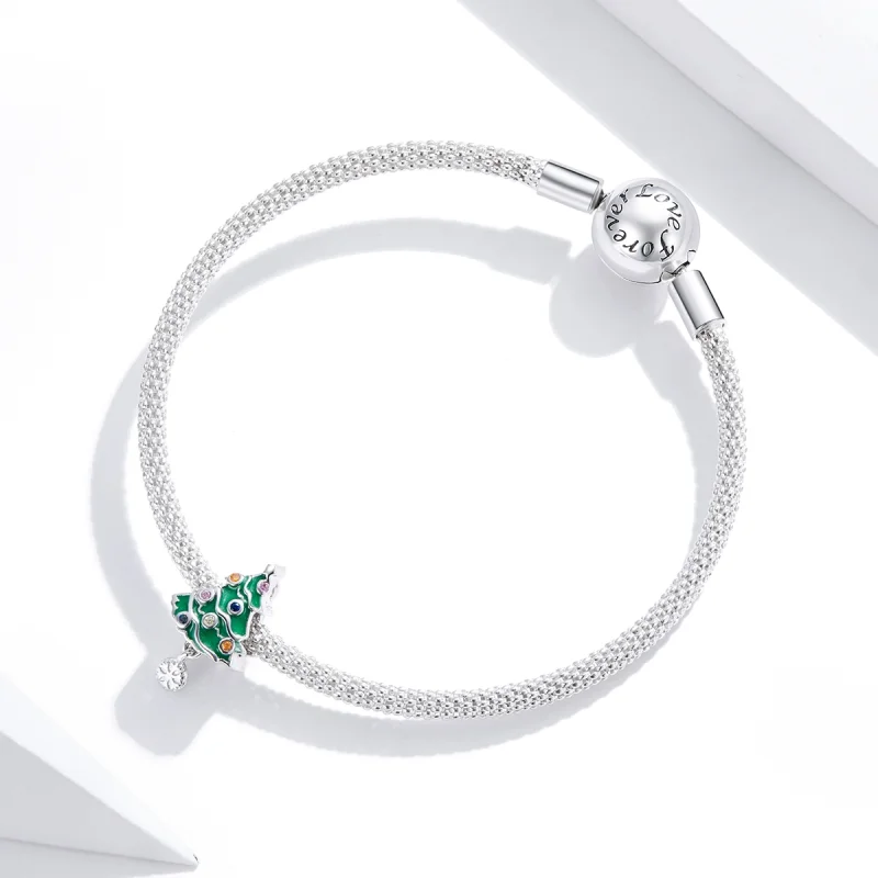 (imagem para) Charm de Árvore de Natal Colorida em Prata Estilo Pandora - BSC374 - Visualizar 3