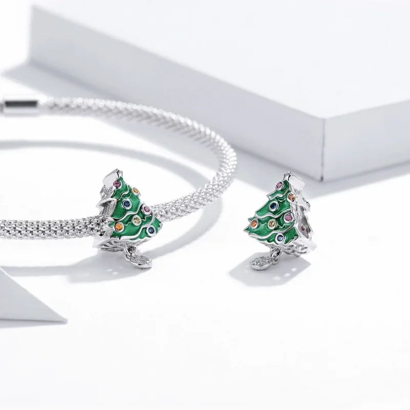 (imagem para) Charm de Árvore de Natal Colorida em Prata Estilo Pandora - BSC374 - Visualizar 4