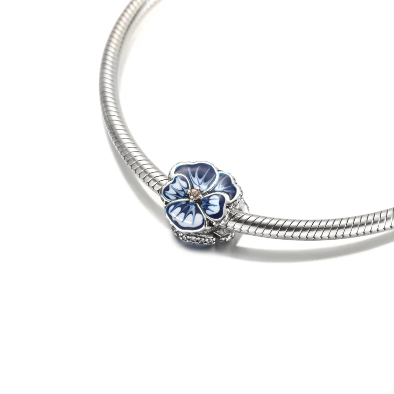 (imagem para) Charm Flor Amor-Perfeito Azul PANDORA - 790777C02 - Visualizar 4