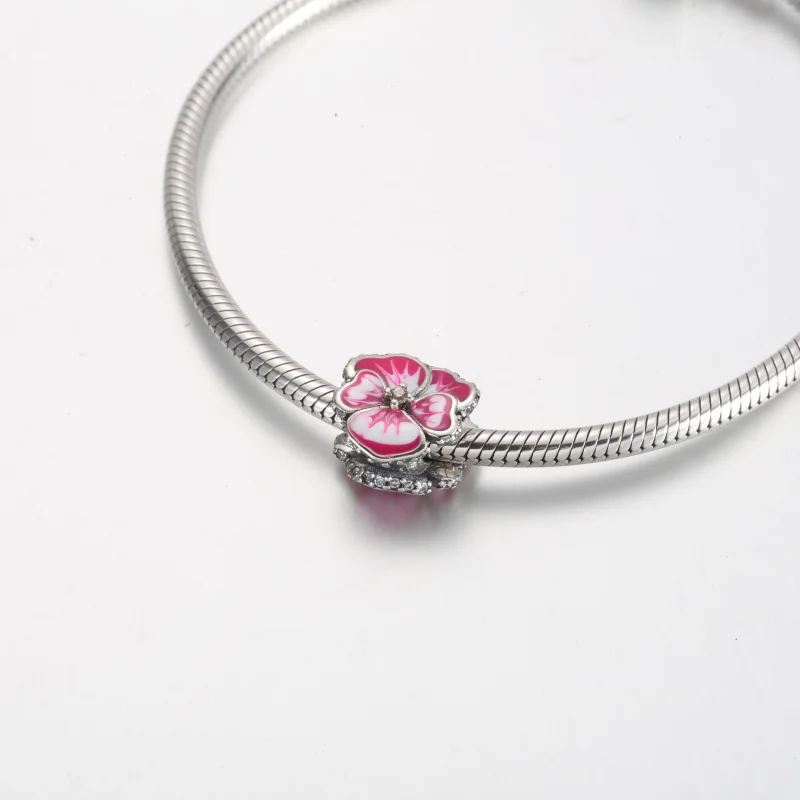 (imagem para) Charm Flor Amor-Perfeito Rosa PANDORA - 790777C01 - Visualizar 5
