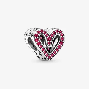 (imagem para) Charm PANDORA Coração Freehand Rubi Vermelho Cintilante - 798692C02