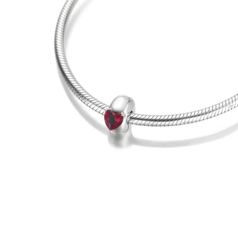 (imagem para) Charm PANDORA Coração Vermelho com Corte Solitário - 799203C01 - Visualizar 5
