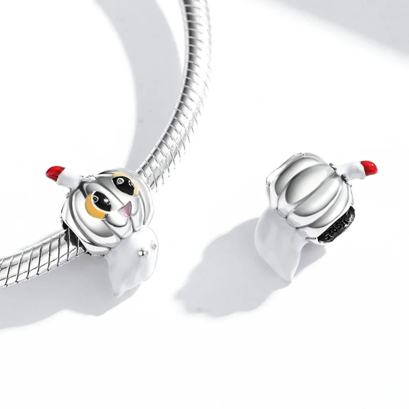 (imagem para) Charm Pandora Estilo Abóbora Fantasma Prateada - SCC1981 - Visualizar 3