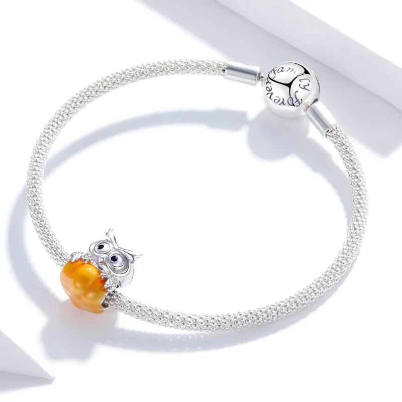 (imagem para) Charm Pandora Estilo Abóbora Prata Coruja - BSC342 - Visualizar 3