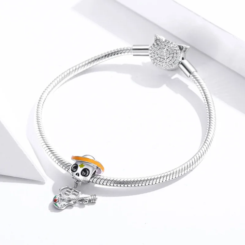 (imagem para) Charm Pandora Estilo Guitarra Caveira de Prata - BSC327 - Visualizar 3