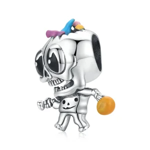 (imagem para) Charm Pandora Estilo Prata Caveira Halloween - SCC1955