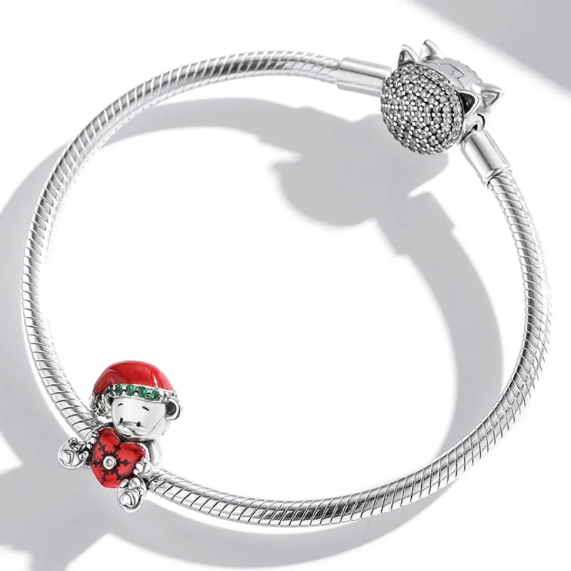 (imagem para) Charm Pandora Estilo Urso de Natal em Prata - SCC2035 - Visualizar 3
