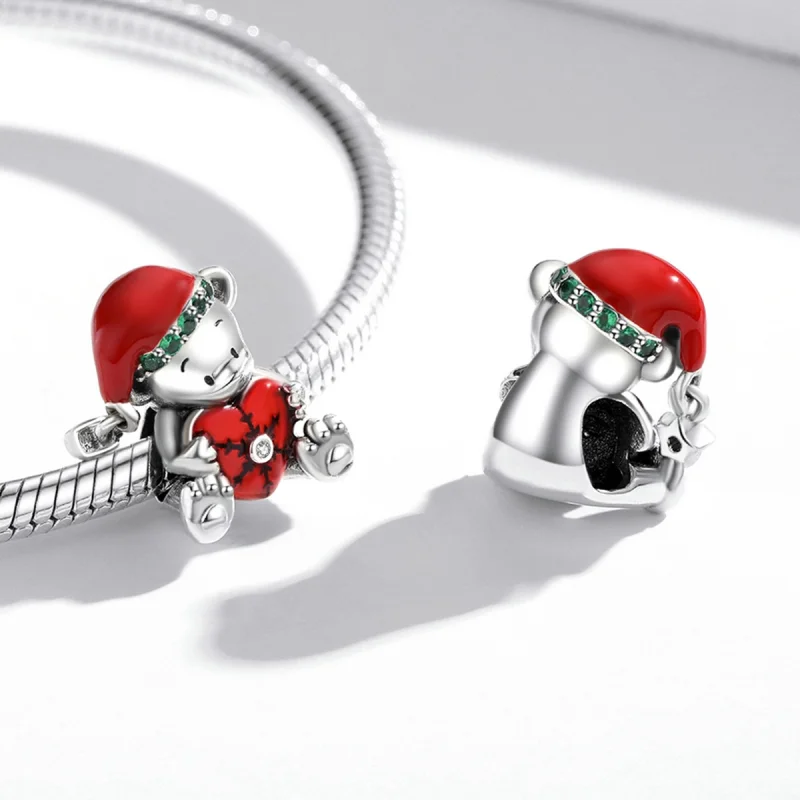 (imagem para) Charm Pandora Estilo Urso de Natal em Prata - SCC2035 - Visualizar 4