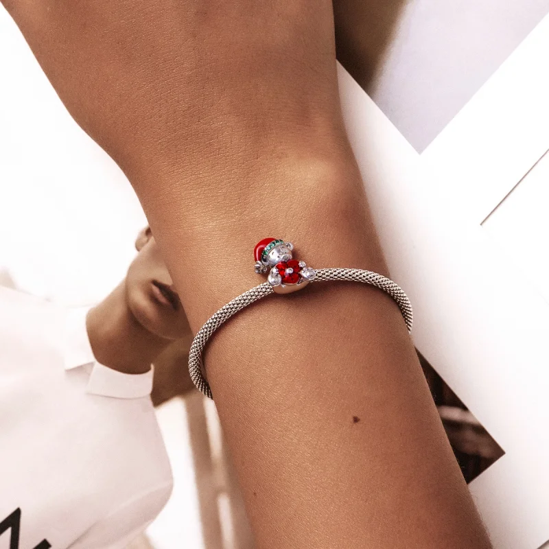 (imagem para) Charm Pandora Estilo Urso de Natal em Prata - SCC2035 - Visualizar 5