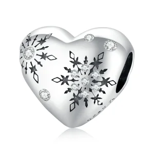 (imagem para) Charm Pandora Style Prata Love Flocos de Neve - SCC1982