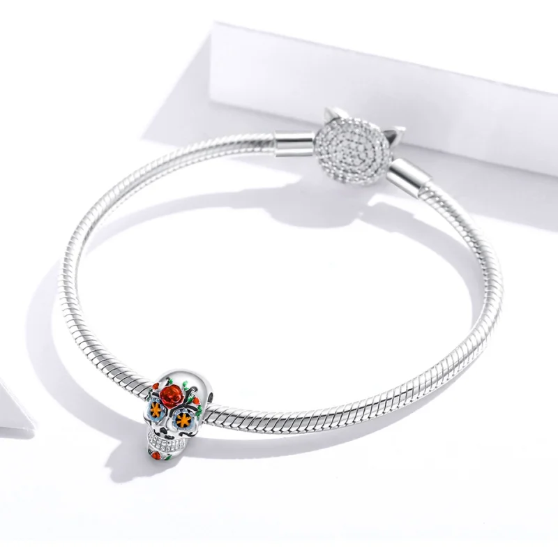 (imagem para) Charm Pandora Style Shine Caveira de Halloween - BSC326 - Visualizar 3