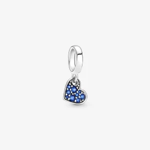 (imagem para) Charm Pingente Coração Inclinado com Pavé Azul Estelar PANDORA - 799404C01