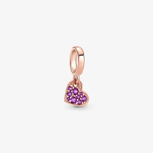 (imagem para) Charm Pingente Coração Inclinado com Purple Royal Pavê - 789404C03