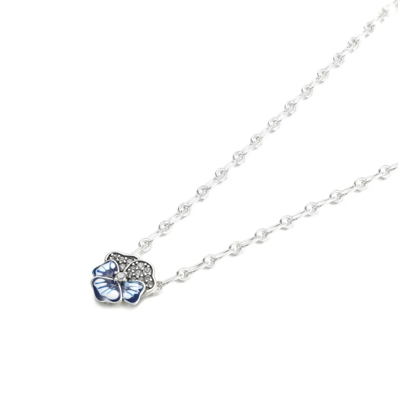 (imagem para) Colar com Pingente de Flor Amor-Perfeito Azul PANDORA - 390770C01 - Visualizar 2