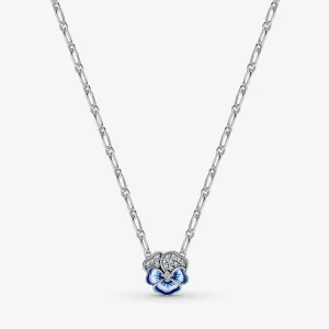 (imagem para) Colar com Pingente de Flor Amor-Perfeito Azul PANDORA - 390770C01