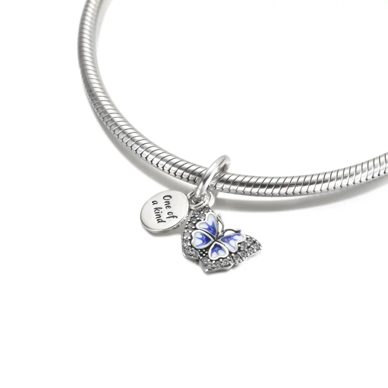 (imagem para) PANDORA Borboleta Azul e Pingente Duplo com Citação - 790757C01 - Visualizar 4