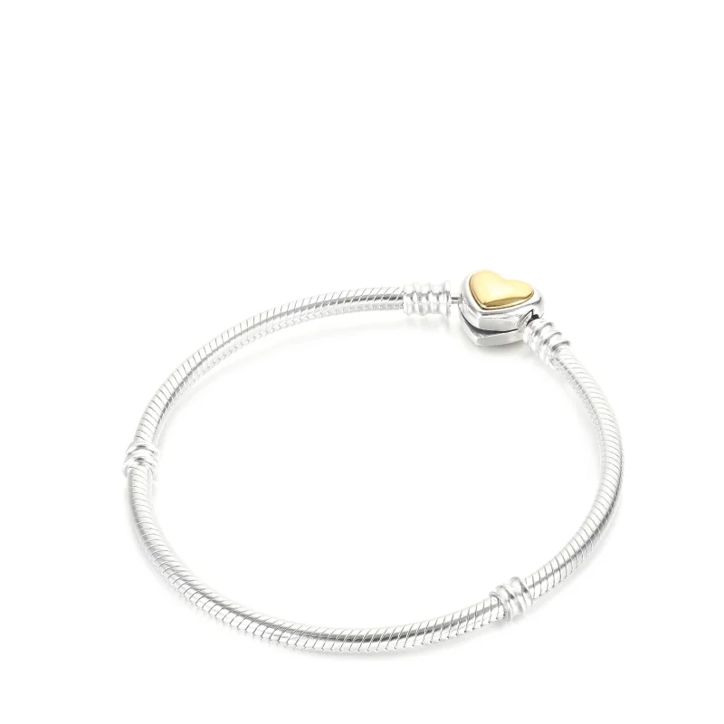 (imagem para) PANDORA Bracelete de Cobra com Fecho de Coração Dourado Abobadado - 599380C00 - Visualizar 2
