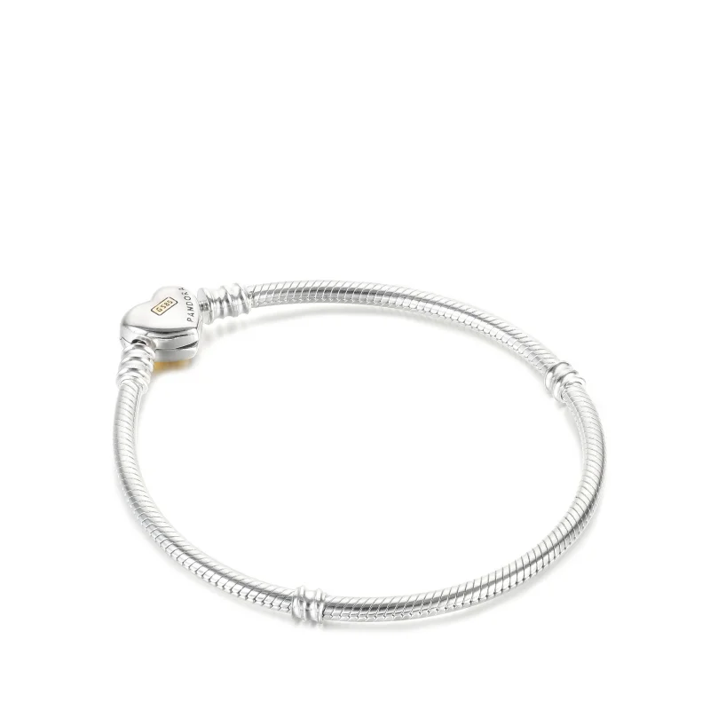 (imagem para) PANDORA Bracelete de Cobra com Fecho de Coração Dourado Abobadado - 599380C00 - Visualizar 3