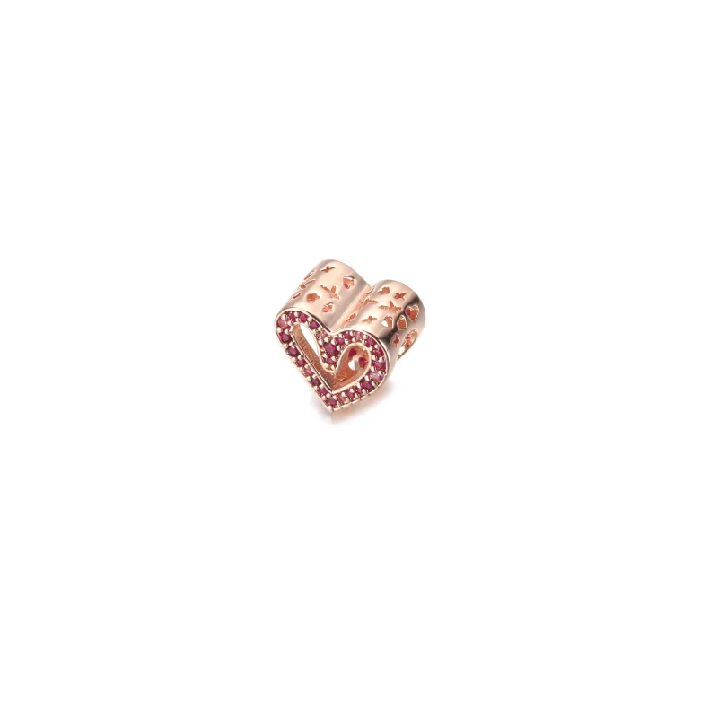(imagem para) PANDORA charm coração freehand rubi rosa cintilante - 788692C02 - Visualizar 2