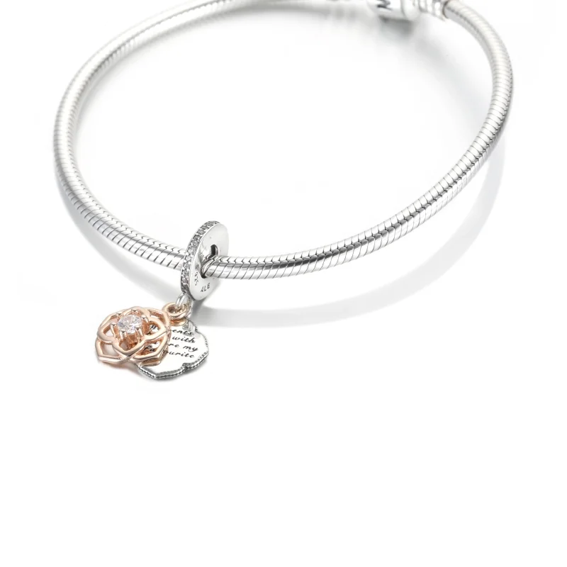 (imagem para) PANDORA charm pendente rosa two tone - 789373C01 - Visualizar 5