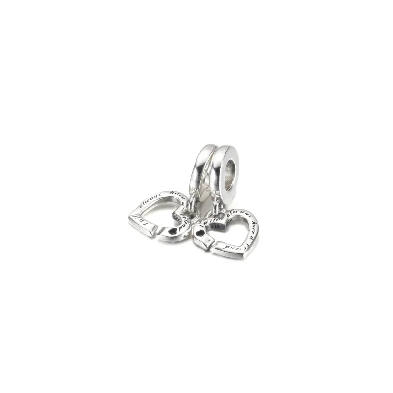 (imagem para) PANDORA Charm Pingente de Corações de Irmãs Divididos Entrelaçados - 799538C01 - Visualizar 2